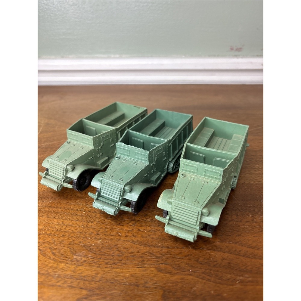 Vintage Lot Of 3 Marx Navarone Playset WWII M3 Green Half‎ Track Truck Vehicles